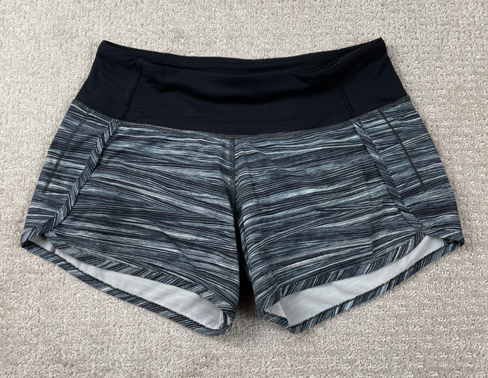 Lululemon Shorts Womens 4 Black Stripe Run Times 4