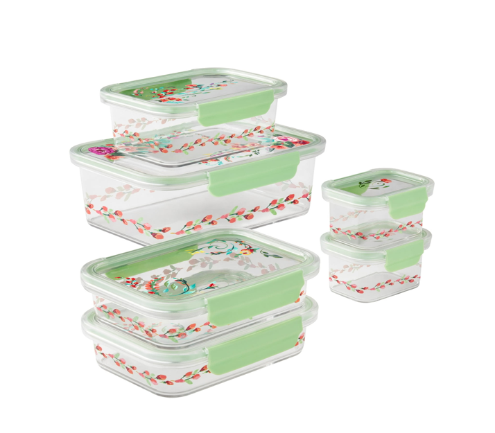 Set of 6x Pioneer Woman Painted Meadow Tritan Food Storage Containers ✨ Rectangl