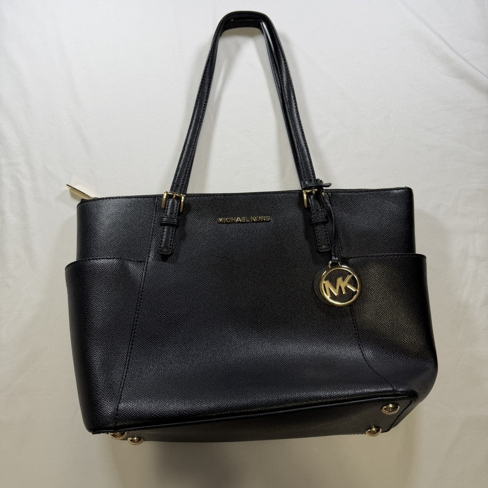 MICHAEL KORS BLACK Leather Tote Bag