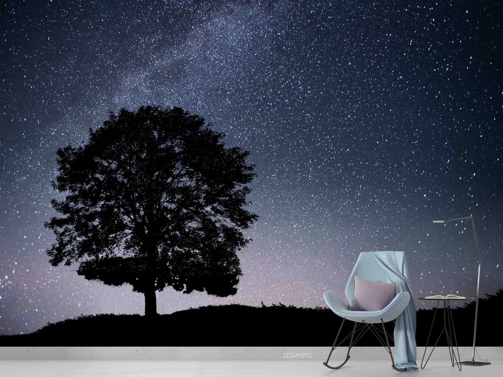 3D Tree Starry Sky Night Scene Wall Murals Wallpaper Murals Wall Sticker