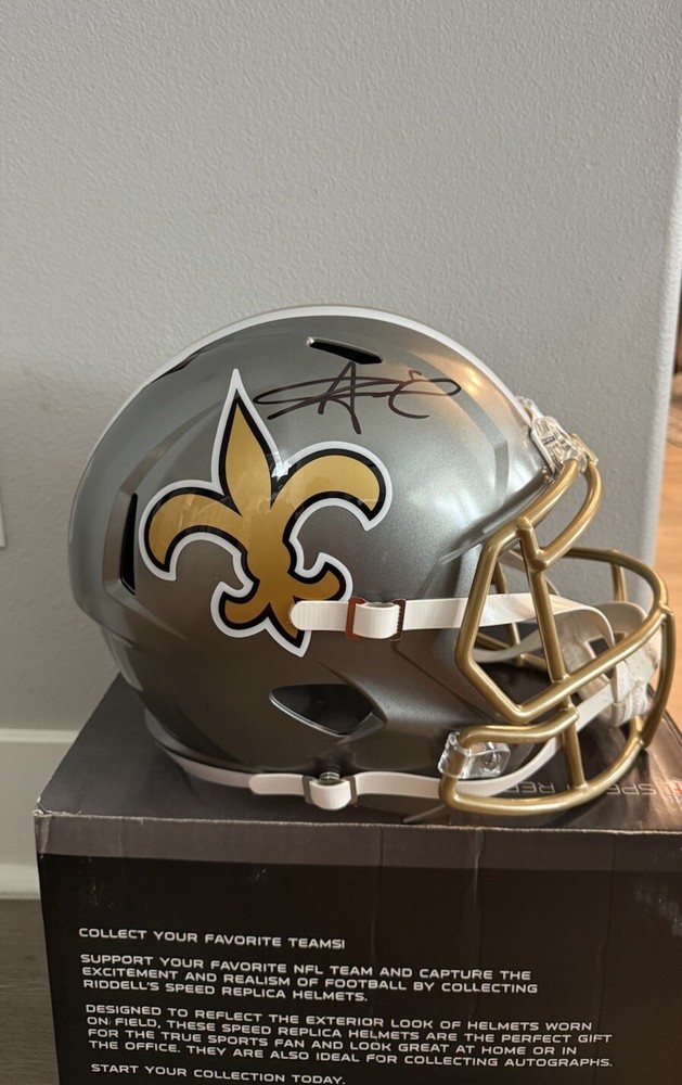 SALE! ALVIN KAMARA AUTOGRAPHED SAINTS FLASH GRAY FULL SIZE SPEED HELMET BECKETT-image