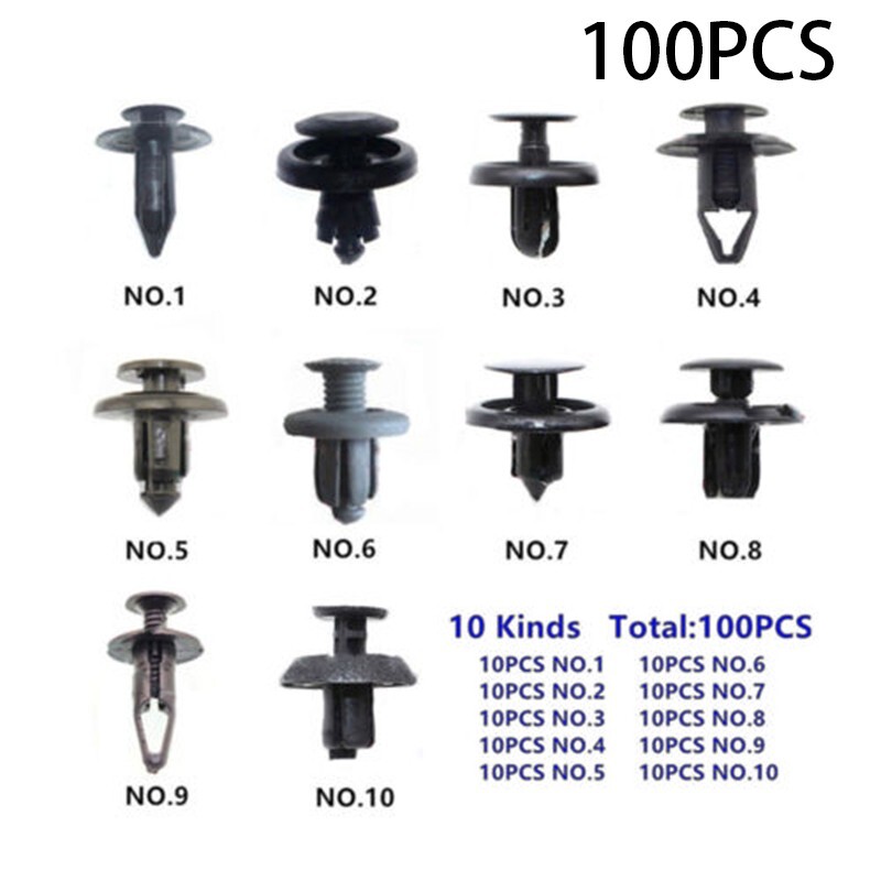 100x Car Body Trim Clips Rivets Retainer Bumper Screws Panel Push Fastener Kit