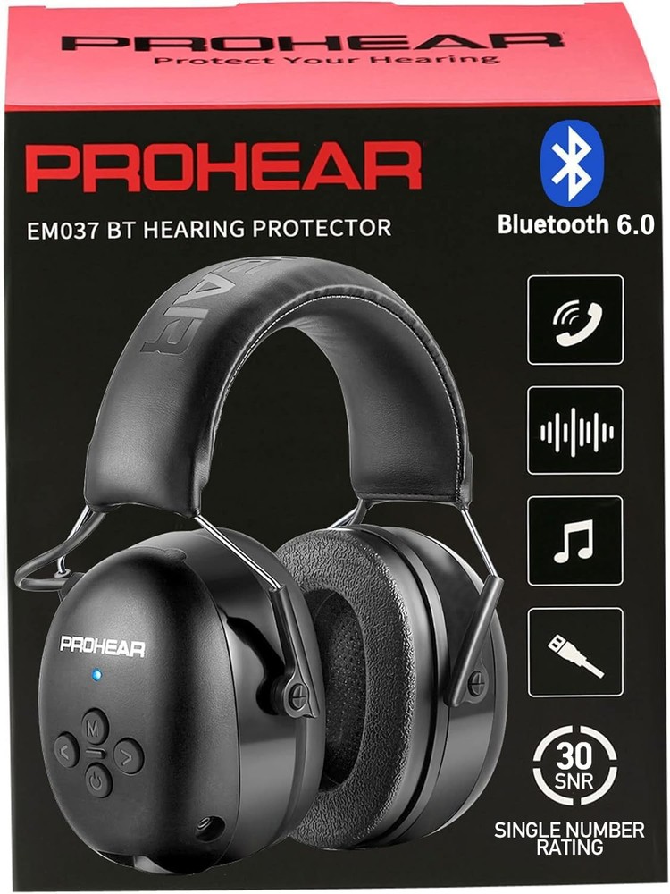 PROHEAR 037 Bluetooth 6.0 Hearing Protection 6.29*4.13*8.07 inches, 037black