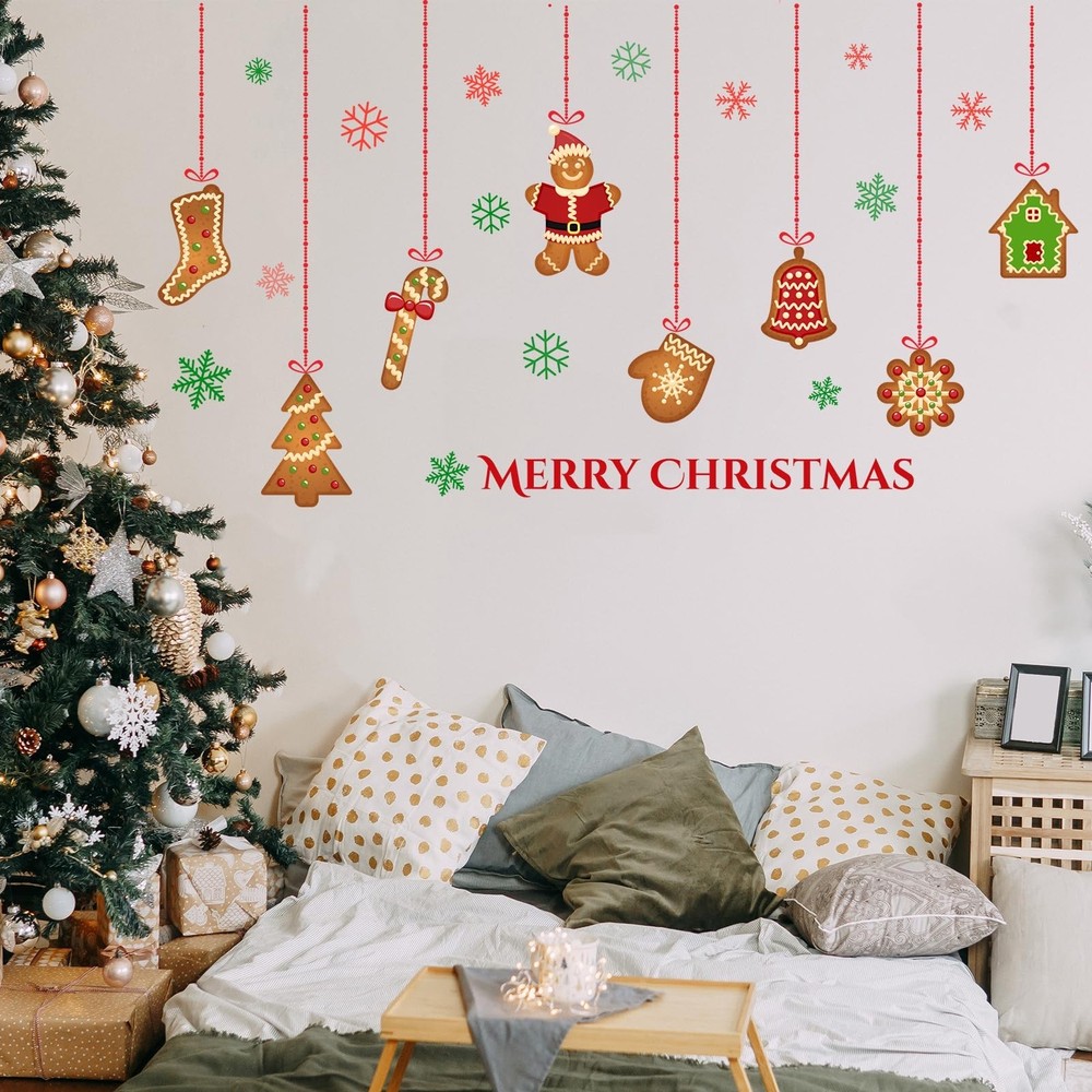 Christmas Gingerbread Wall Decals Removable Vinyl Xmas Wall Stickers Christma...