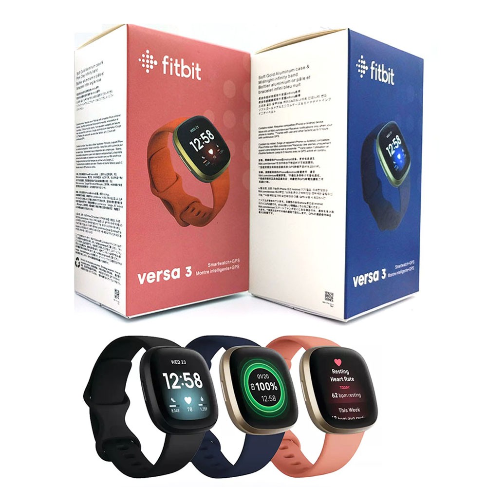 Fitbit Versa 3 Smartwatch Health & Fitness Tracker Heart Rate Monitor S&L Sizes