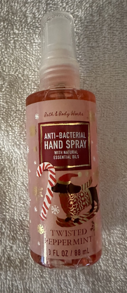 Bath & Body Works NEW 3 fl oz TWISTED PEPPERMINT Anti-Bacterial Hand Spray