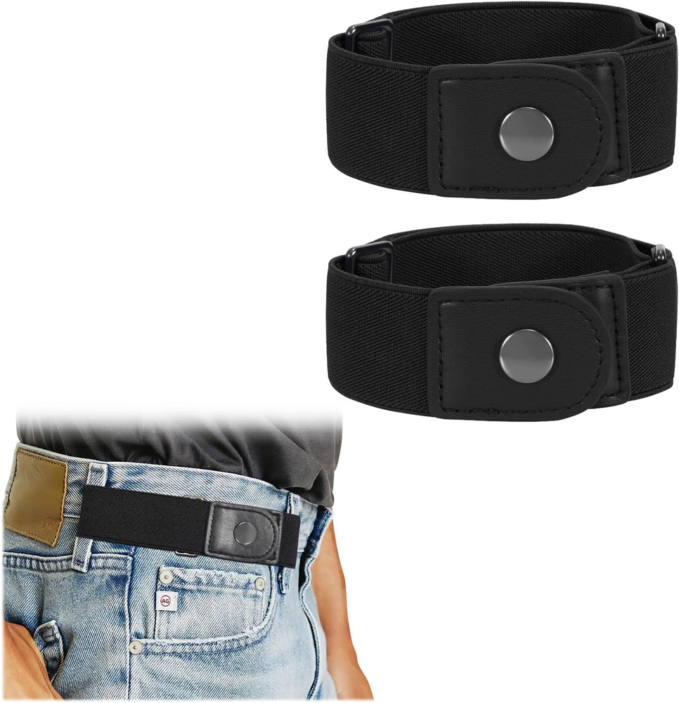 Men 2 Loop No Buckle Elastic Belt for Women Men Side Belts, Fit 1.5 Inch Belt Lo