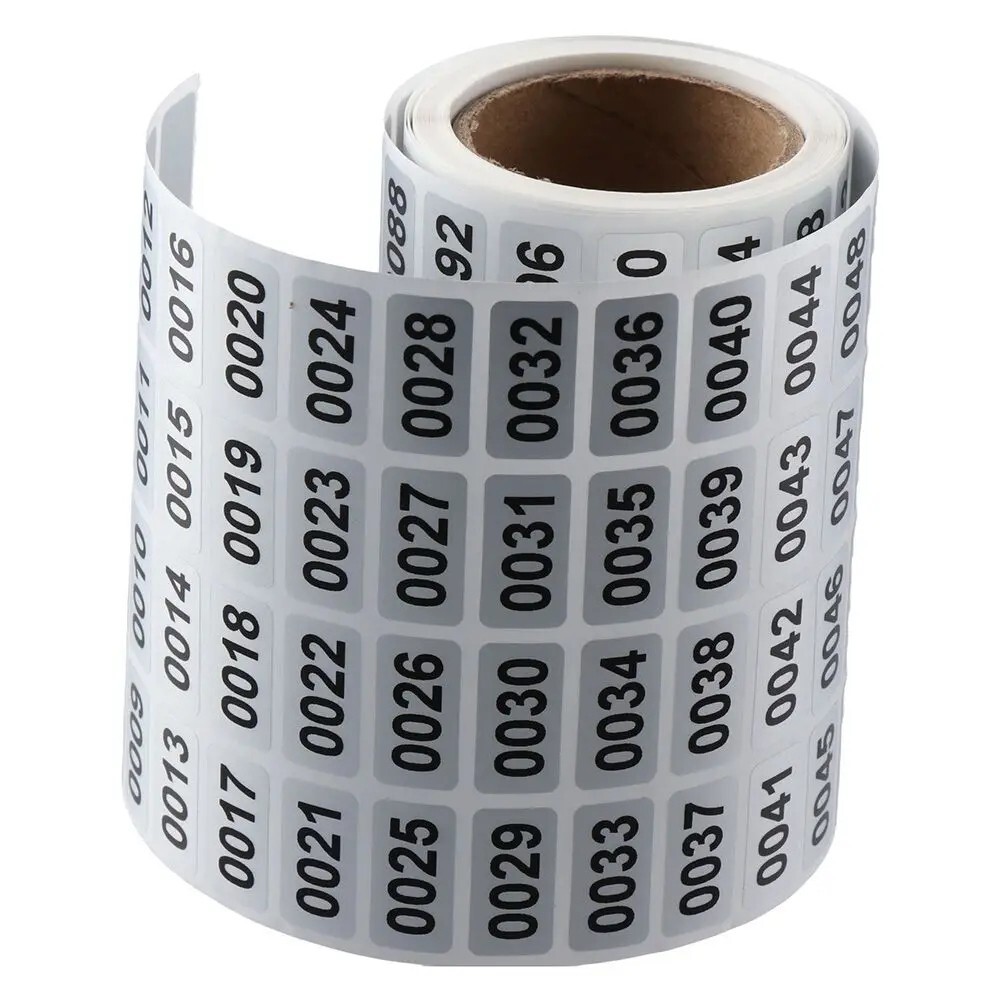 1-2000 Consecutive Number Vinyl Stickers for Inventory Control - Self Adhesive Labels