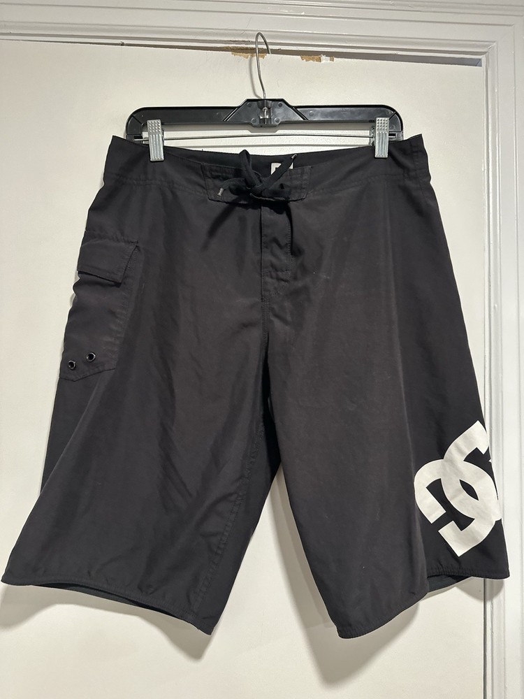 DC Shoes Sz:32 Lanai Black w/ White Logo Swim Trunks boardshorts Surfer Skater