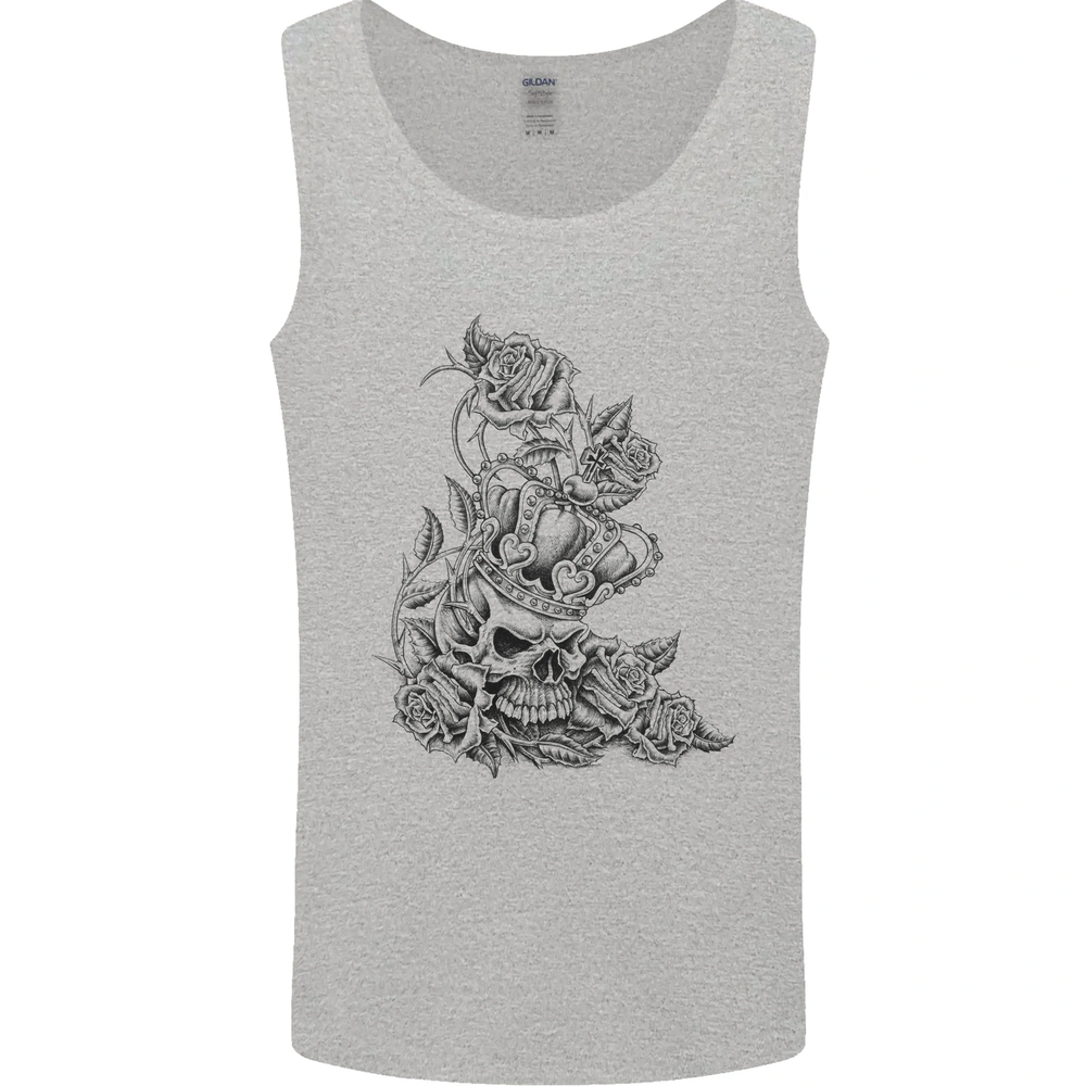 Skull Crown Biker Skull Gothic Heavy Metal Mens Vest Tank Top