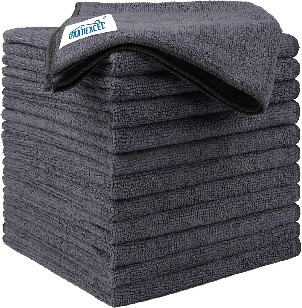 HOMEXCEL Grey Microfiber Cleaning Cloths 12 Pack, Microfiber Towel