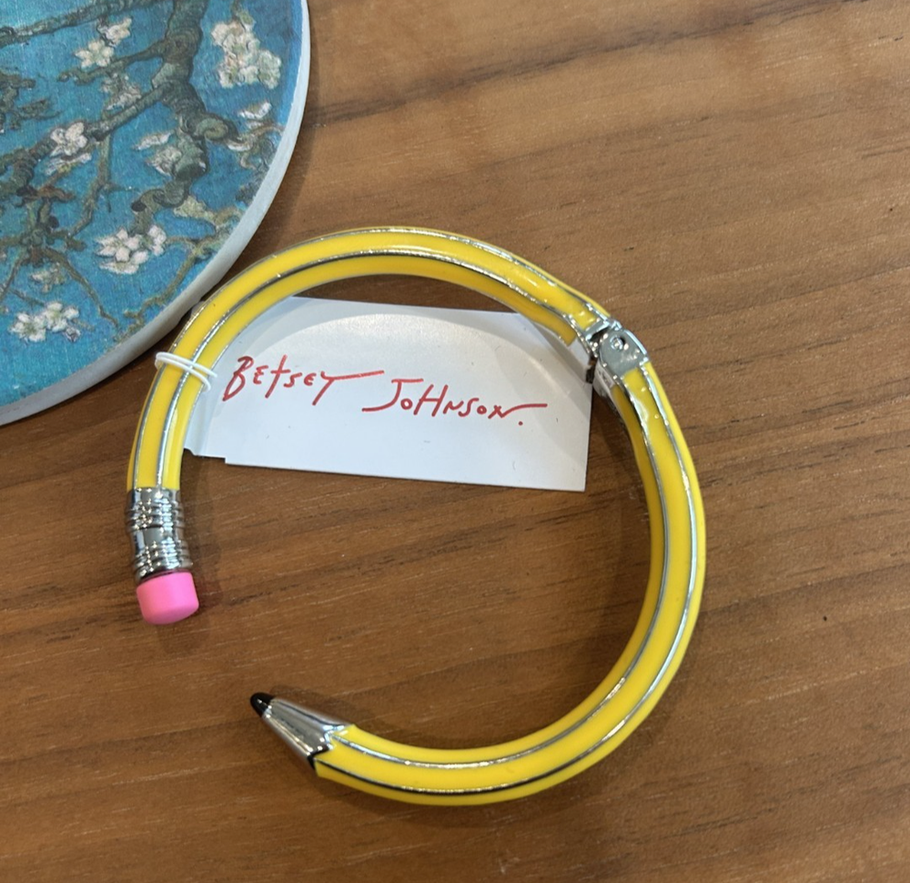 New! Betsey Johnson Back to School Pencil Bangle Bracelet Yellow Edition