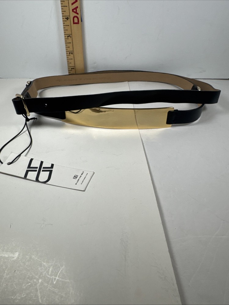 NWT B-Low The Belt Belt For Women Double Wrap Black Leather And Gold Bar Belt M
