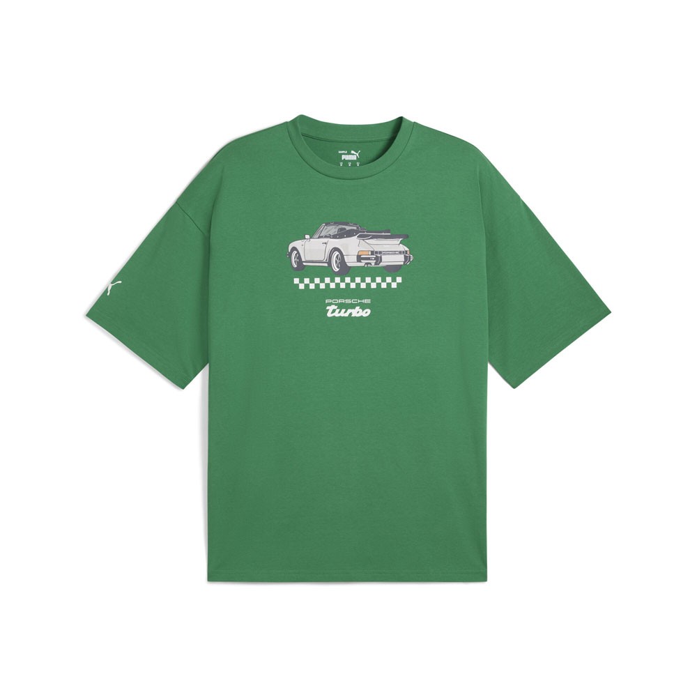 PUMA Porsche Legacy Graphic Crew Neck Short Sleeve T-Shirt Mens Green Casual Top