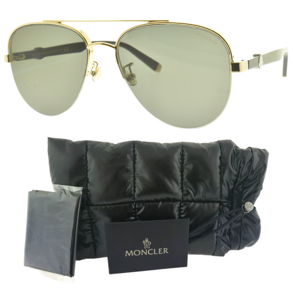 NEW!! MONCLER ML 0108-K 28A Black Pilot Semi Rimless Unisex Sunglasses