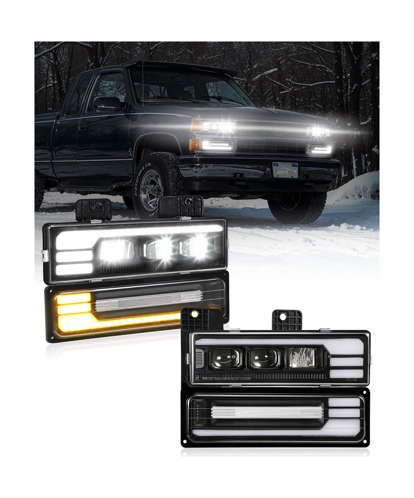 Partsam LED Headlights Assembly DOT Approved with Start Animation DRL Sequent...