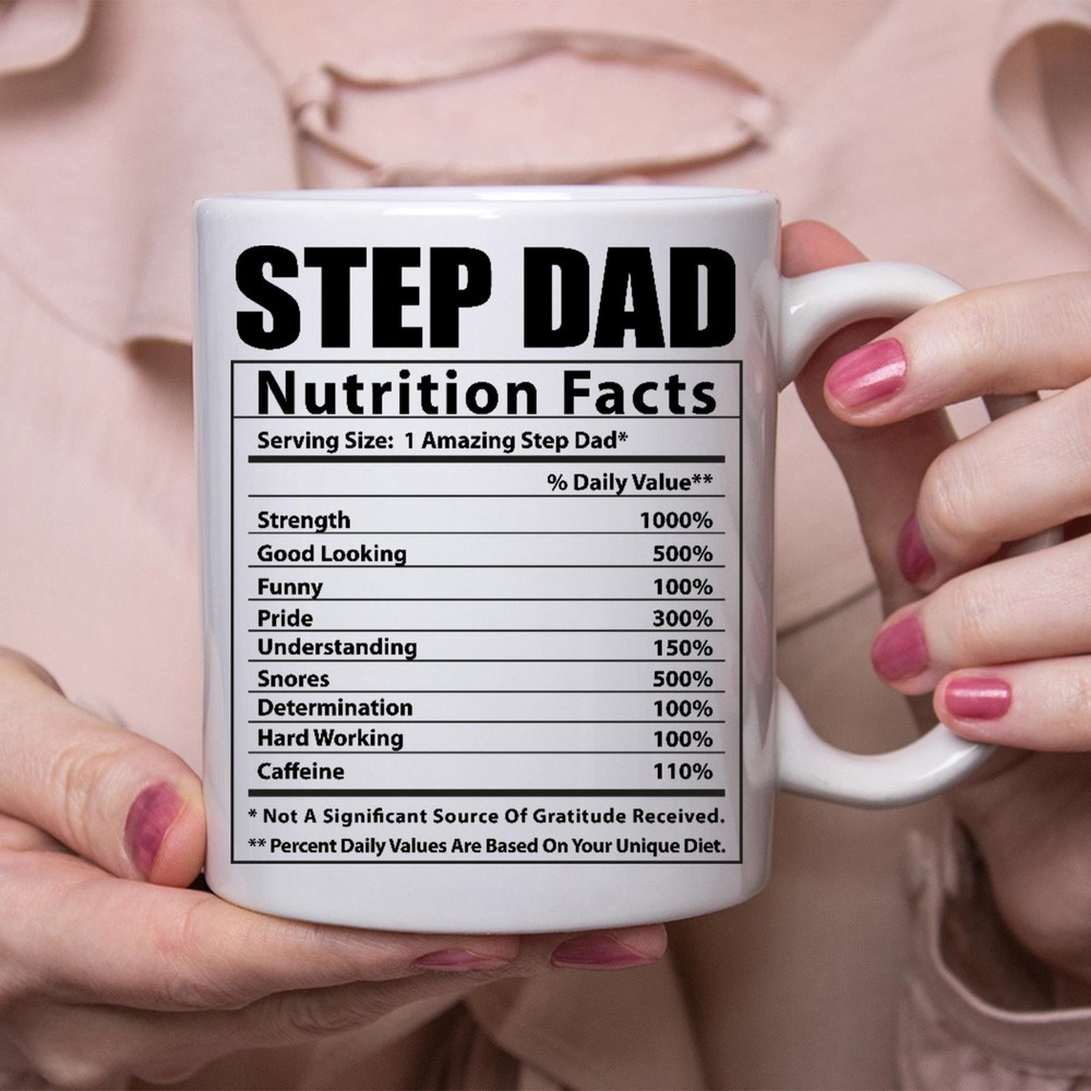 Funny Step Dad Gifts Nutritional Facts Coffee Mug for Him  