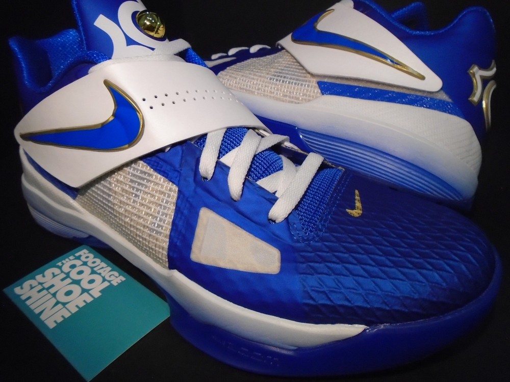 NIKE ZOOM KEVIN DURANT KD IV 4 THE REAL MVP ROYAL BLUE WHITE GOLD OKC NERF 10.5