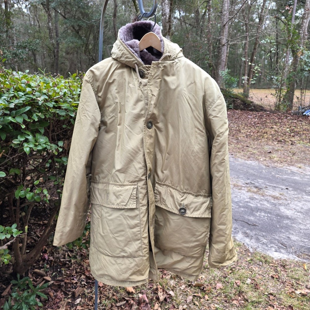 Vintage 50s-60s Eddie Bauer Down Blizzard Proof Tan Parka Jacket Sz M See Pics
