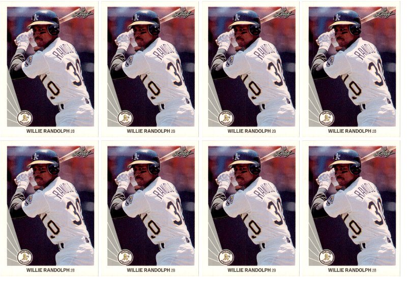(8) 1990 Leaf #345 Willie Randolph Oakland Athletics Card Lot