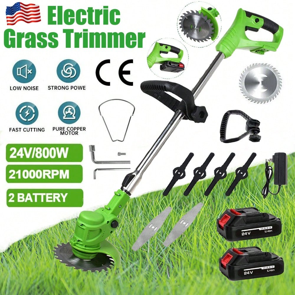 NEW 24V Cordless Grass Trimmer with 7000mAh Battery, Telescopic, 650W Power