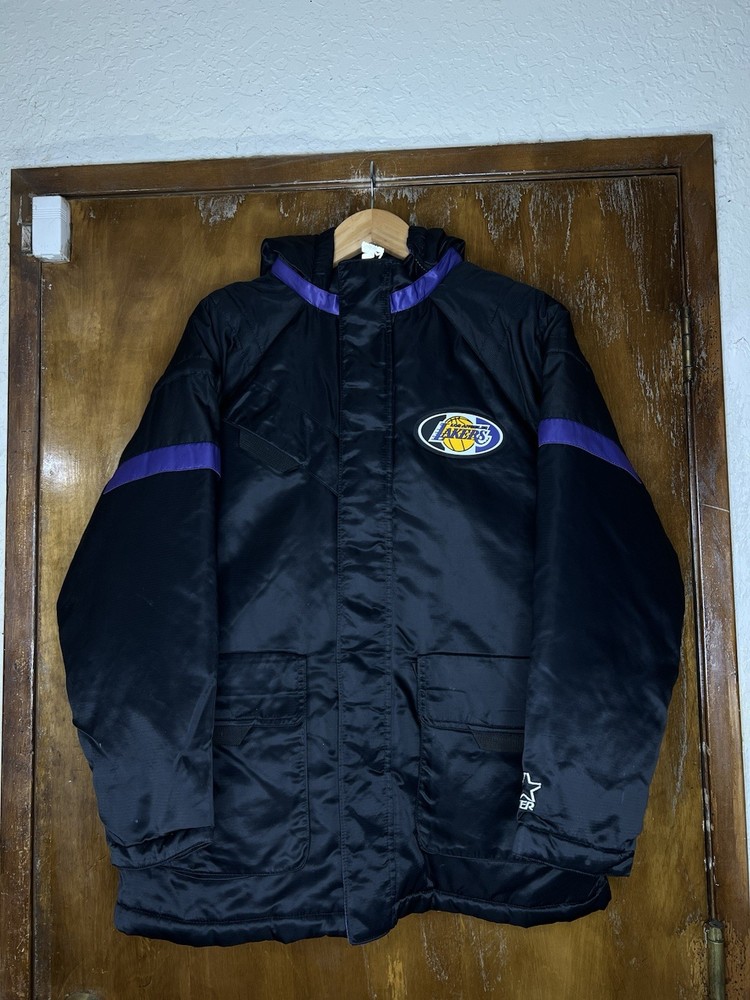 Vintage 90s Starter Lakers NBA Mens Hooded Jacket Size L