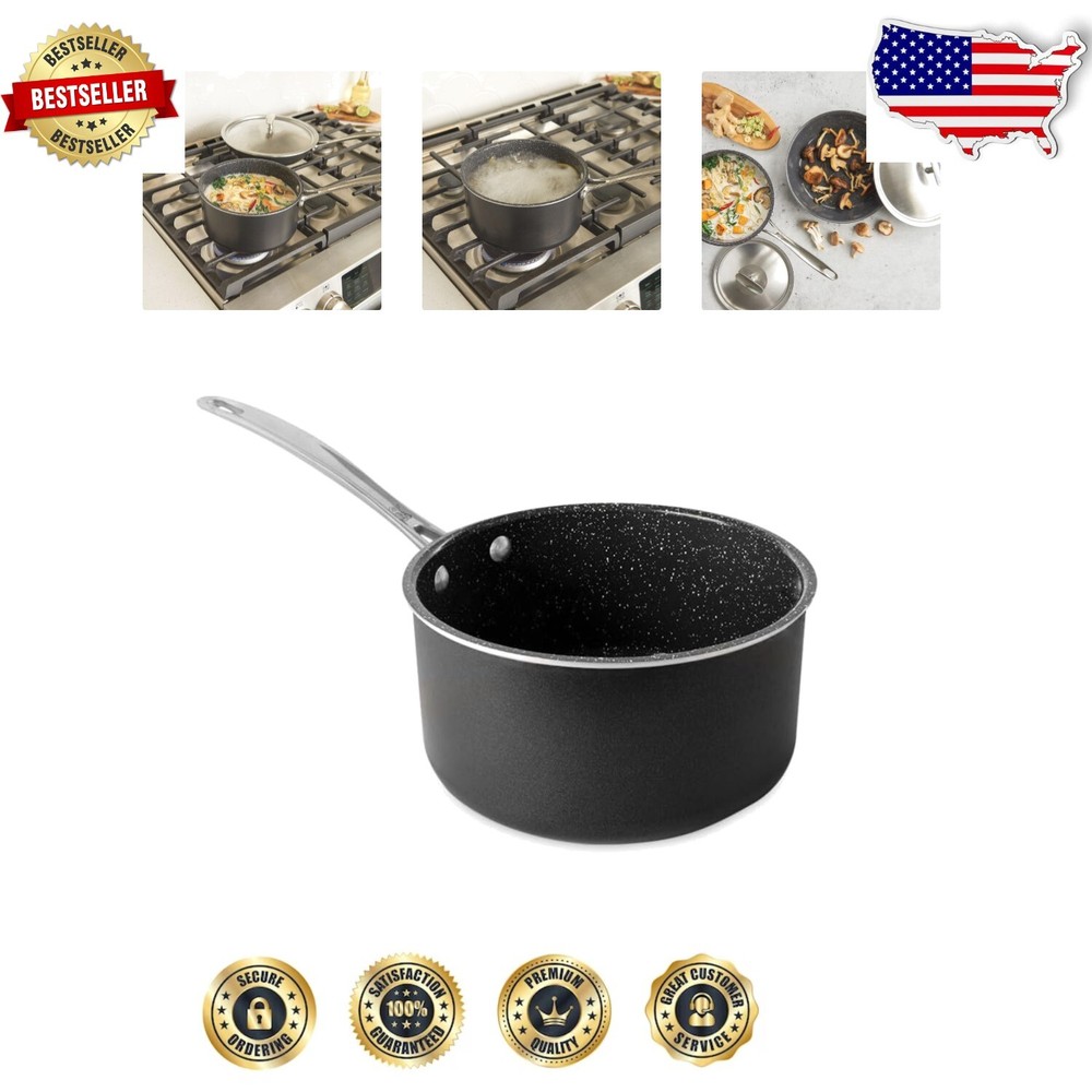 Elegant 3 Quart Nonstick Saucepan with Comfortable Riveted Handle - BPA Free