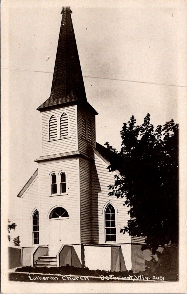 DeForest Wisconsin View of the Lutheran Church Religion Parish c.1911-1922 23391