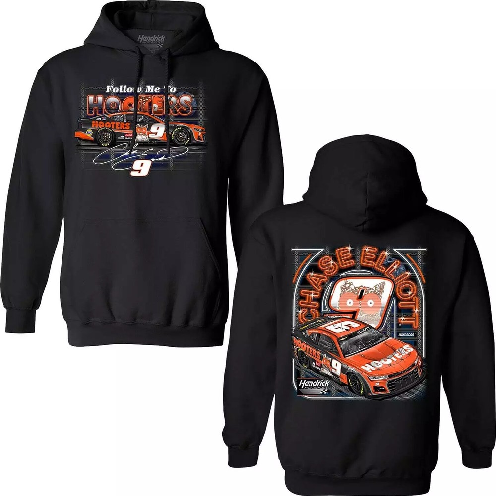 Chase Elliott Hooters Black Hoodie Sweatshirt Sizes S-5XL