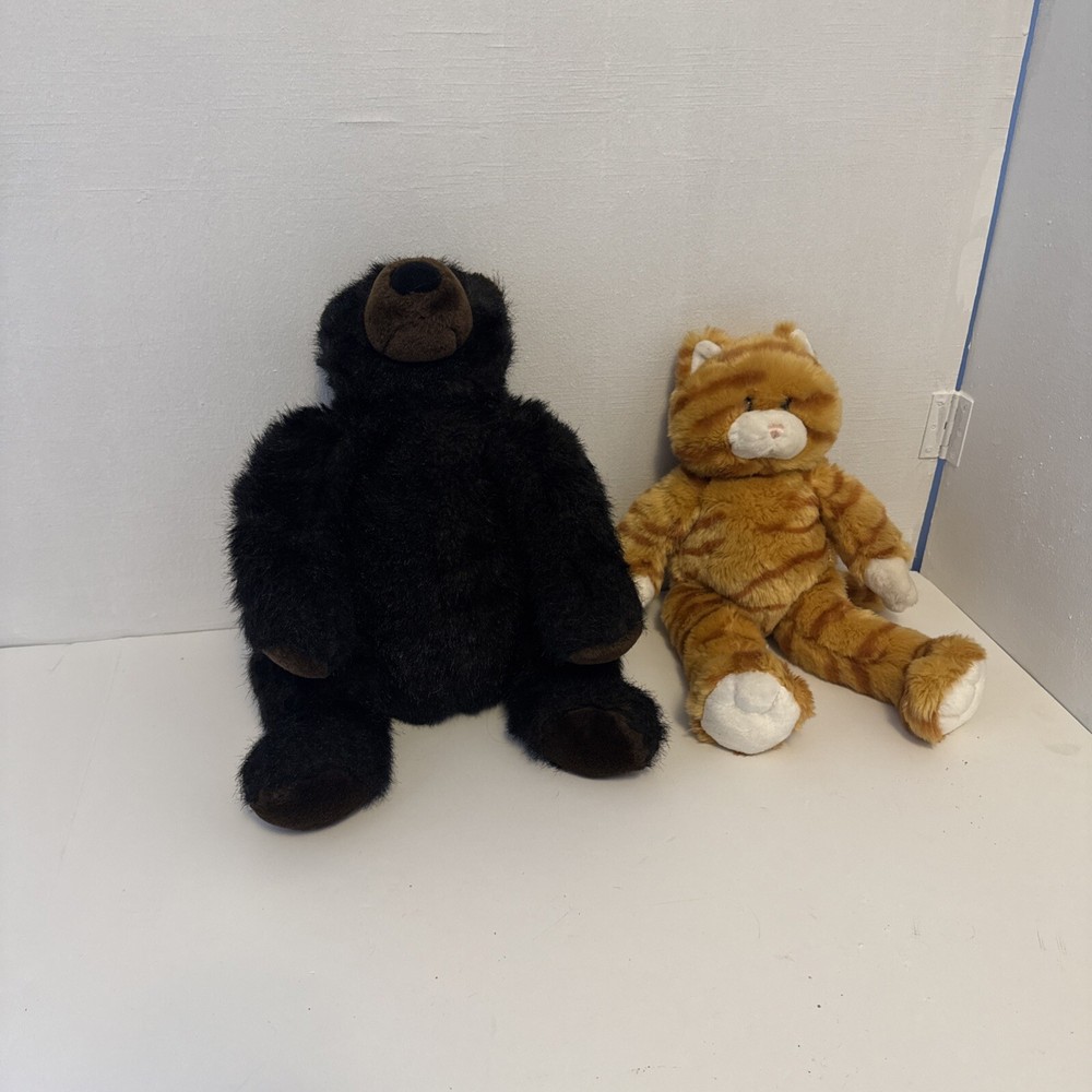 Build A Bear Grizzly Kodiak Dark Brown Bear & Orange Stripe Tabby Both From 1997