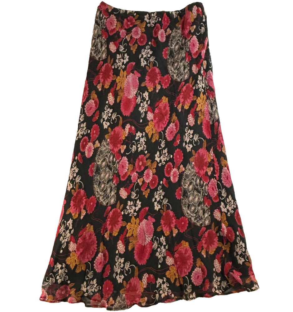 VTG Y2K Skirt Floral Boho AOP Fairy Whimsigoth Grunge Russell Kemp Silk Maxi 6