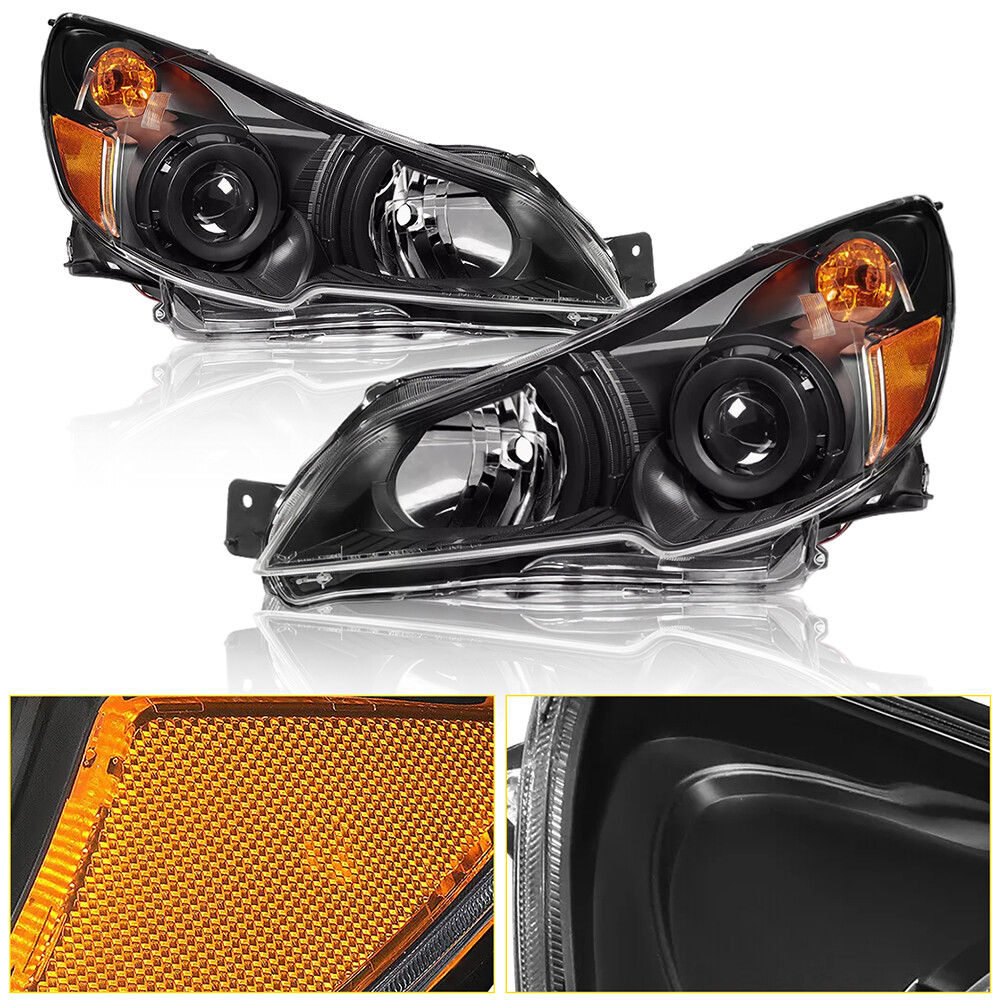For Subaru Legacy/Outback 2010-2014 Black Housing Front Headlights Assembly Pair