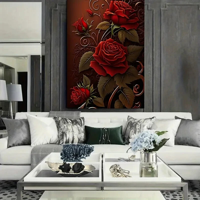 Modern Art Bouquet of Flowers Canvas Wall Art – Framed or Unframed Options
