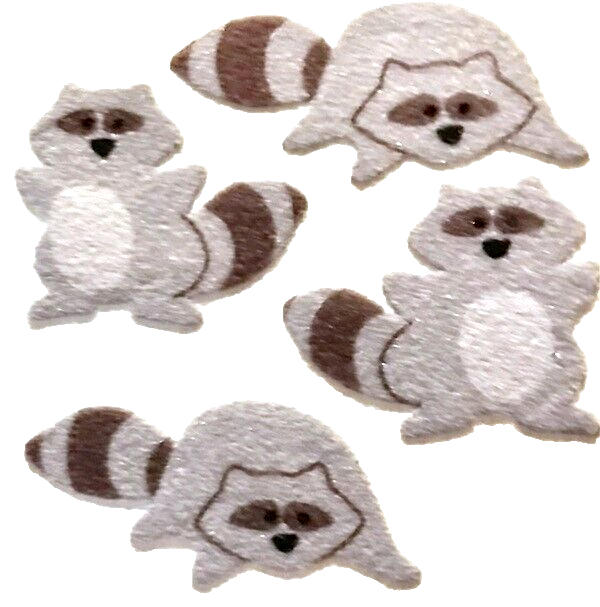 Sandylion Stickers  **RARE**  Fuzzy RACCOONS, RACCOON VINTAGE