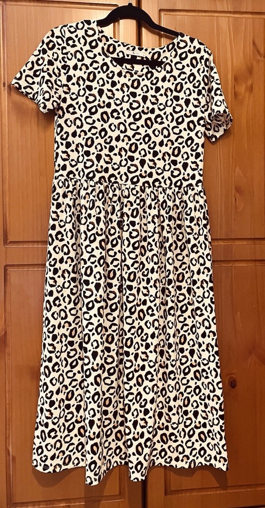 Stylish TU Animal Print Popover Midi Dress UK10 L45 Easy Wear Design