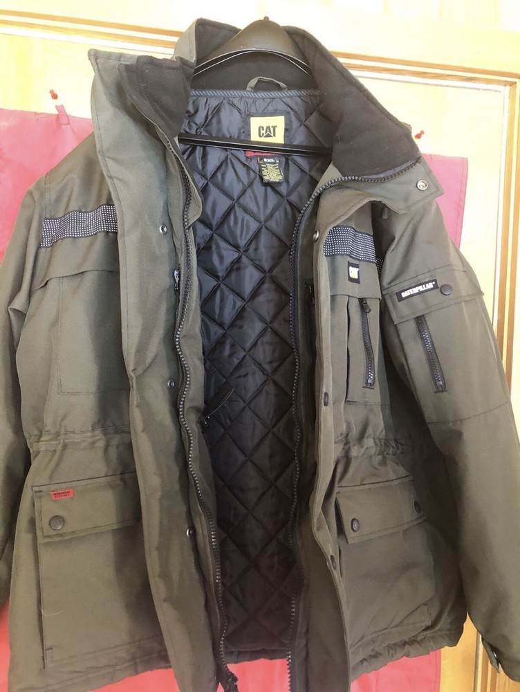 Caterpillar Mens XXL Heavyweight Hooded Parka - Dark Forest Green