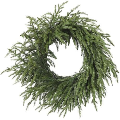 Real Touch Soft Bendable 24 Inch Christmas Wreath with Natural Droopy Look