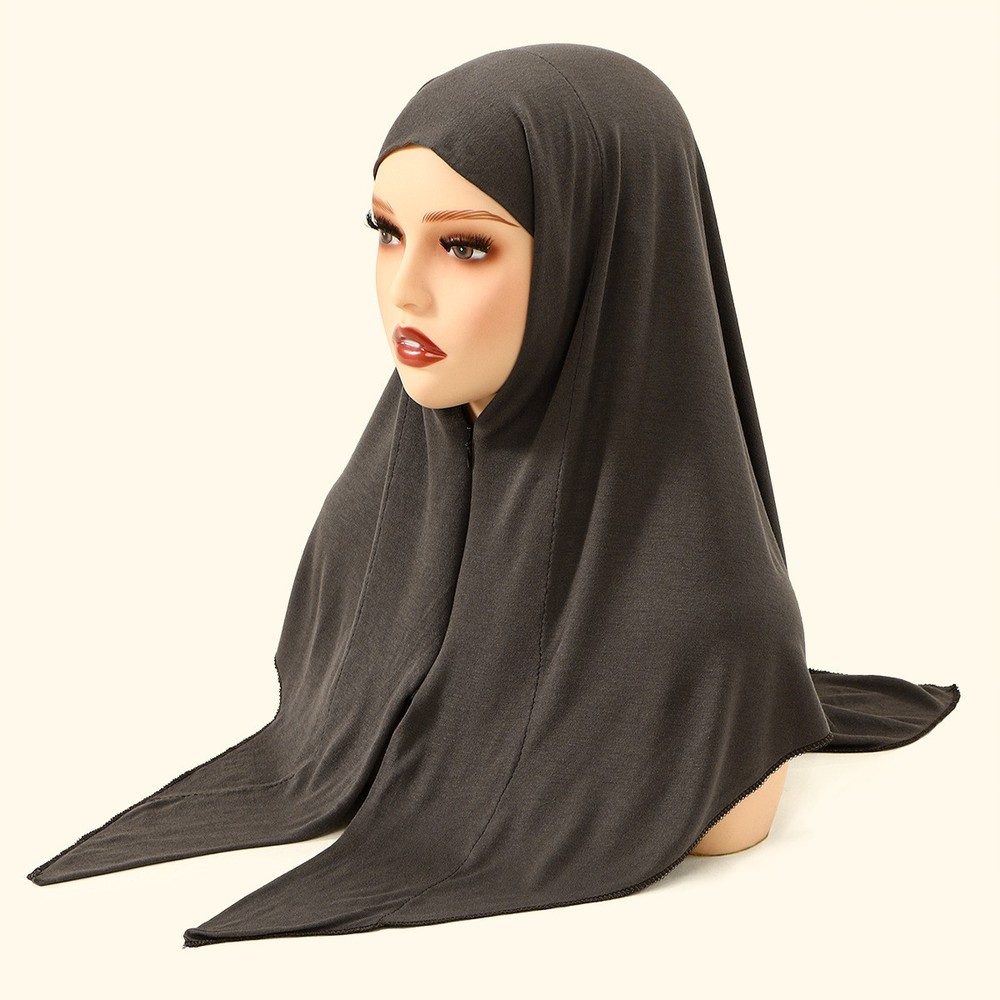 Instant Headscarf Shawl Wrap Turban Full Cover Hijab Muslim Women Zipper Islamic