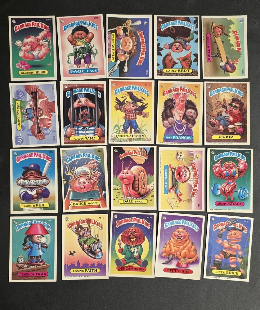 Vintage Garbage Pail Kids Sticker Cards 20-Piece Collectible Set