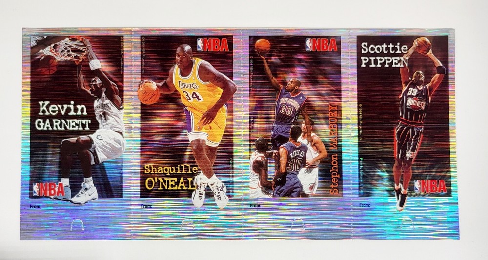1996 Flair Showcase Refractor Uncut Sheet Shaq KG Pippen Marbury Rookie Stars