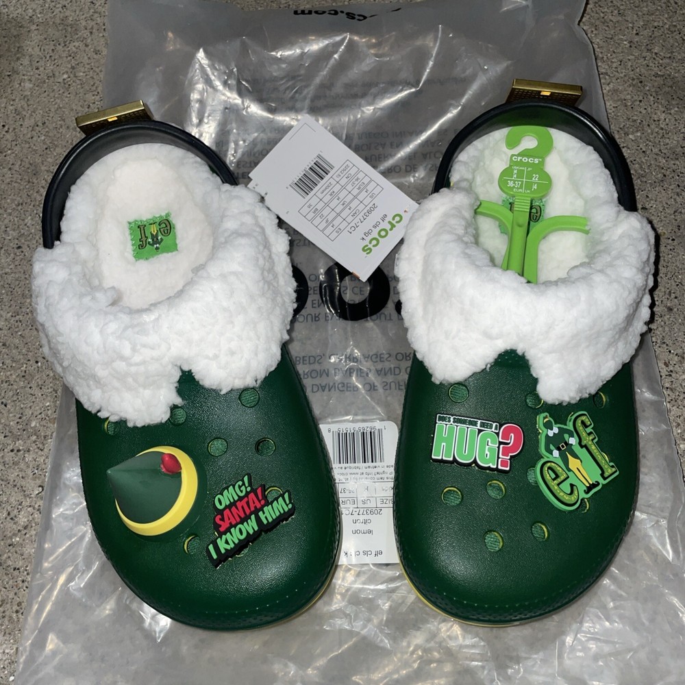 Elf clogs crocs Lemon Citron Kids j4 NEW