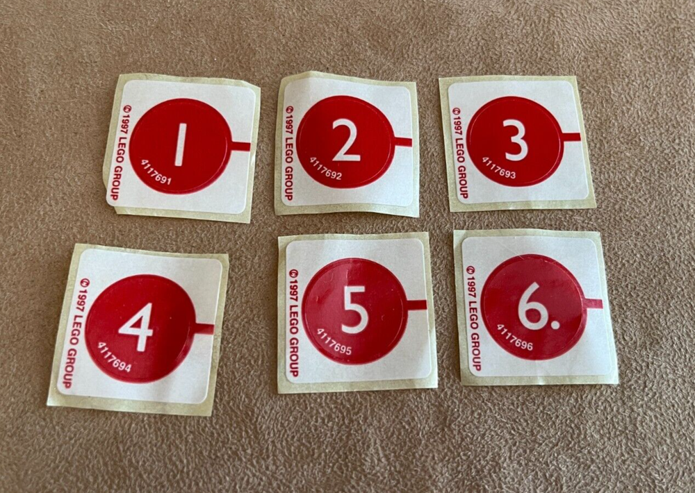 1998 Vintage LEGO Shell Gas Station Stickers Set Numbers 1-6