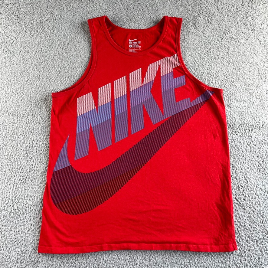 NEW Nike Shirt Mens Large Red Tank Top Tee Dri-Fit Swoosh Athletic Basketball