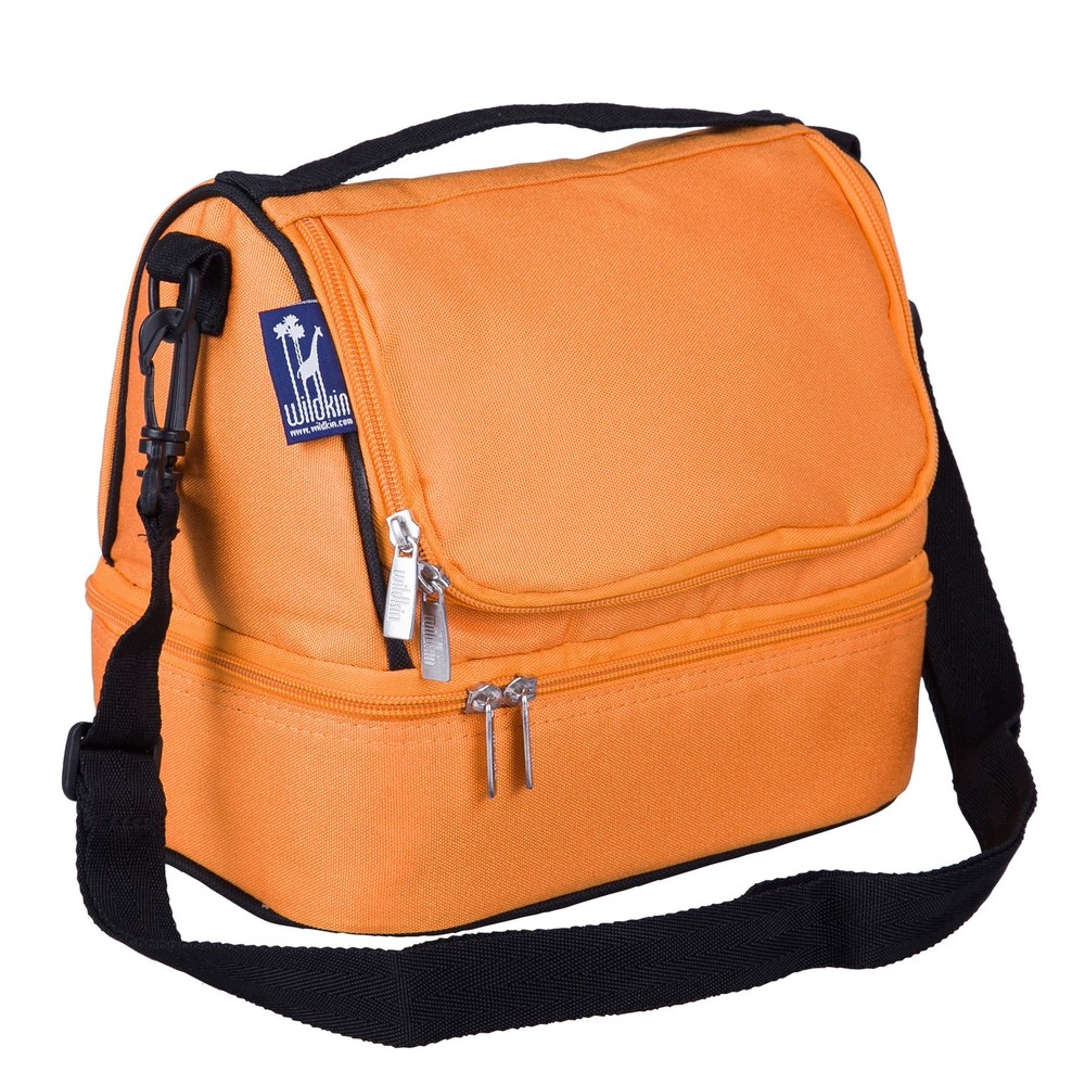 Insulated Two-Compartment Kids Lunch Bag for School & Travel in Bengal Orange