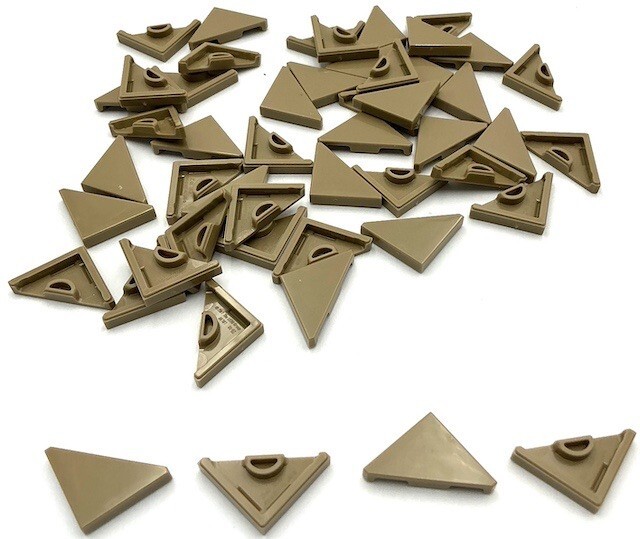 Lego 50 New Dark Tan Tiles Flat Smooth Modified 2 x 2 Triangular Parts