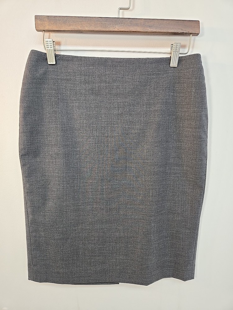 Talbots Women's Wool Blend Gray Pencil Skirt Size 6P Petite Lined