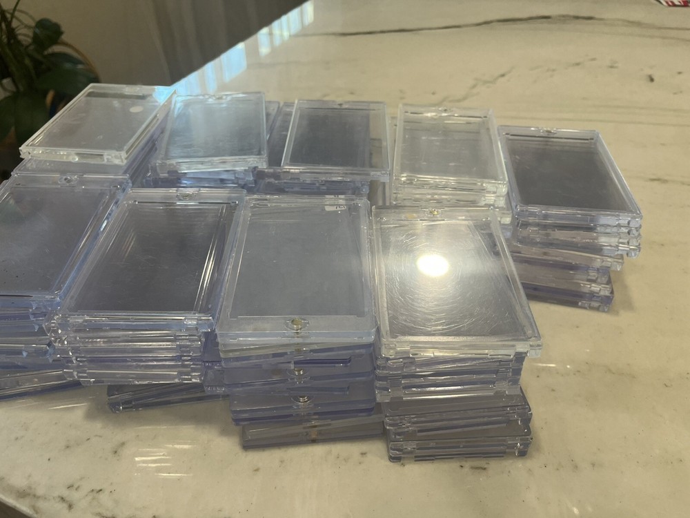 100 Used Magnetic Trading Card Holders 35pt One-Touch UV Protection, Great!
