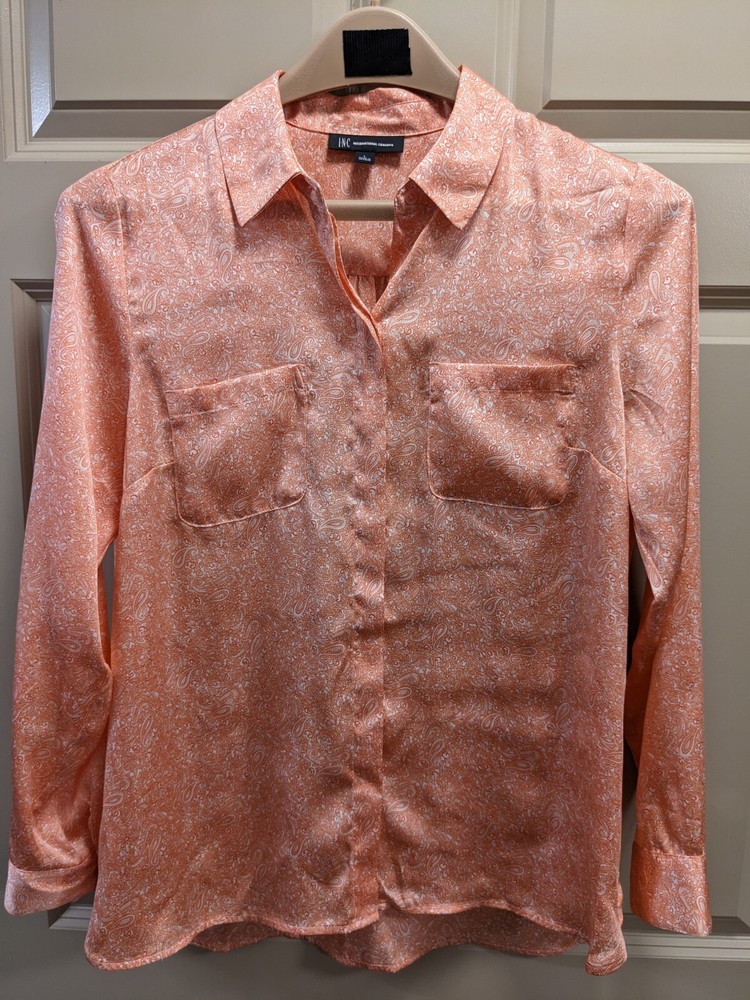 NWT: INC International Concepts Silky Paisley Blouse - Size Large