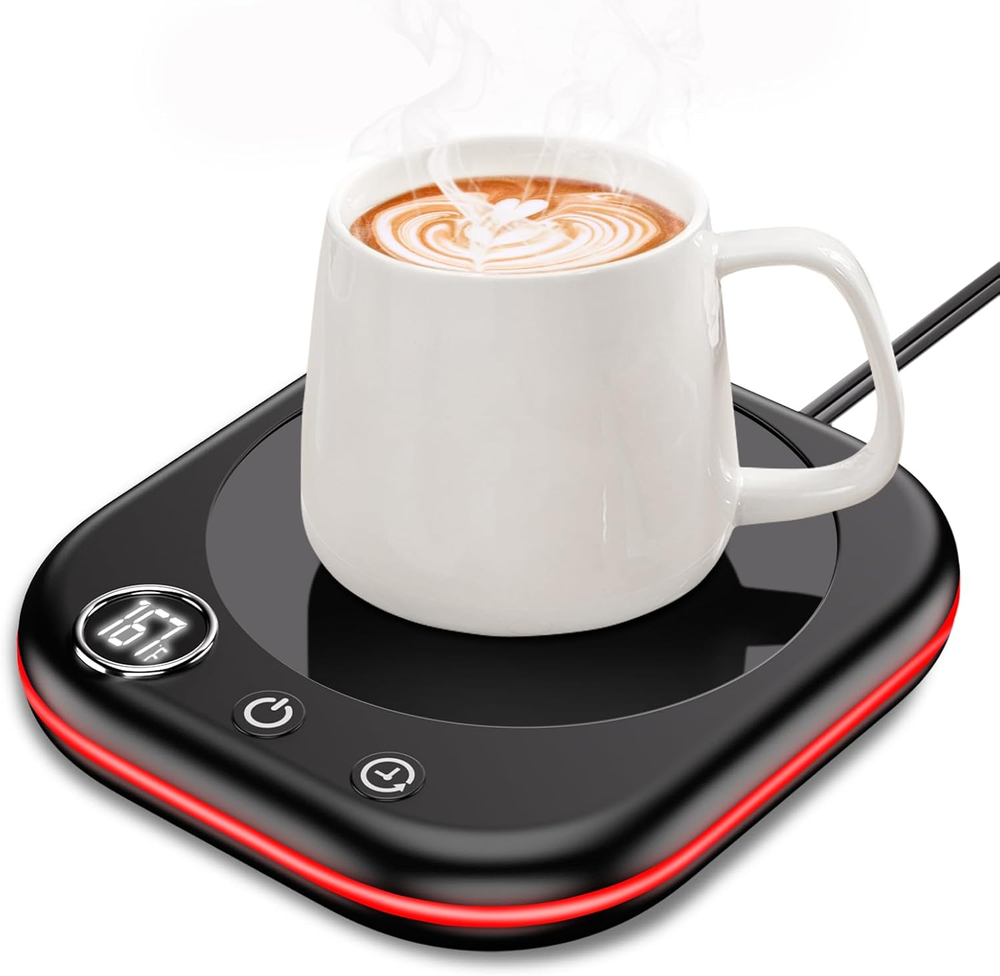 40W Black Mug Warmer with Temp Display 3 Heat Settings & Timer
