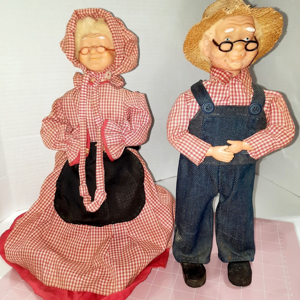 Vintage Doll Set Country Ma & Pa Red Checks